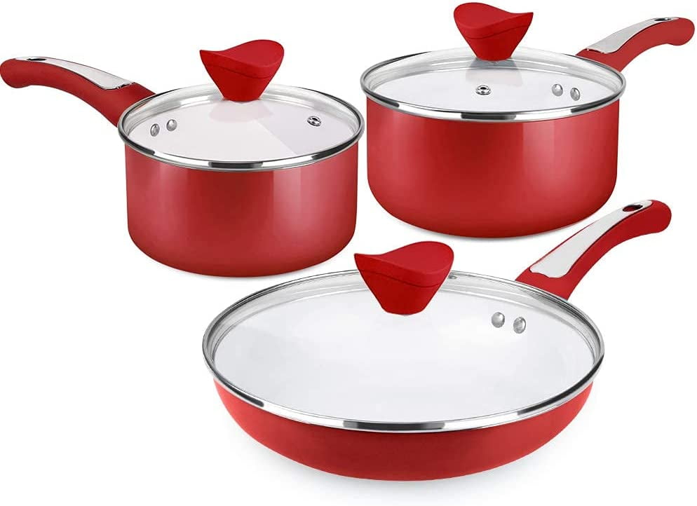 6 Pieces Nonstick Cookware With Lid, Nonstick Pots And Pan With Lid
