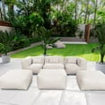 thumbnail image 1 of 6 Pieces Olefin Patio Conversation Set with Thickened Cushions 5-Seat Outdoor Furniture Set with Bean Bag Chairs (Light Beige), 1 of 10