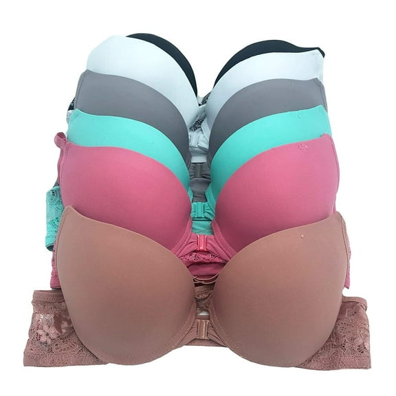 6 Pieces Open Front Lace Regular Padded Front Closure Bra B/C (32B)