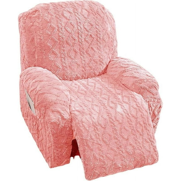 6 Pieces Oversized Recliner Chair Covers, Geometric Jacquard Plush Slipcovers, Couch Sofa Covers, Soft Fuzzy Fluffy Anti-Slip Furniture Protector for Cats Dogs Elastic Bottom