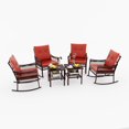 thumbnail image 1 of 6 Pieces Patio Furniture Set, Outdoor Rocking Chairs Set of 2, Wicker Conversation Sets Porch Chairs with Side Table for patio（Orange）, 1 of 10