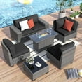 6 Pieces Patio Furniture Set Wide Arm Outdoor Patio Sectional Couch Set