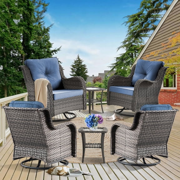 6 Pieces Patio Outdoor Conversation Set with 2 Swivel Rocker Chairs