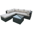 thumbnail image 1 of 6 Pieces Patio Sofa Set, Aluminum Frame Full Assembled Outdoor Sectional Rattan Sofa Set, All Weather Mix Brown Wicker Conversation Set with Beige Cushions and Throw Pillows, 1 of 5