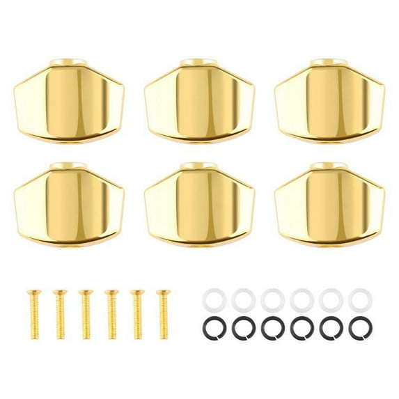 6 Pieces Peg Button Tuner Machine Heads Zinc Alloy Golden Cap