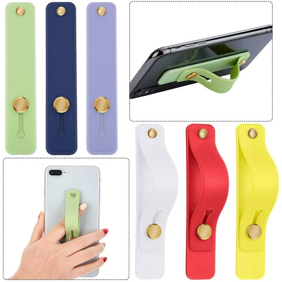 6 Pieces Phone Grip Holder Cell Phone Grip Strap Telescopic Phone Finger Strap Stand Universal Finger Kickstand for Most Smartphones (Eye-catching Colors)