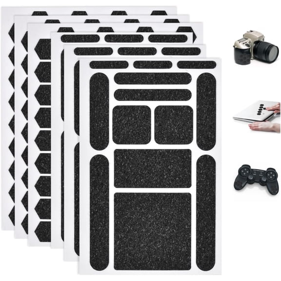 6 Pieces Phone Grip Tape, Finger Grip Stickers Decal Non Slip Kit Adhesive Traction for Cell Phone Cases Mouse Laptop Tablet Tools (6Pieces Black)