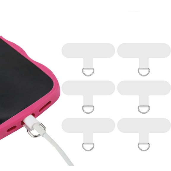 6 Pieces Phone Tether Tab, Happon Multifuction Phone Strap Tether Tab Reusable Phone Lanyard Patch Pad Phone Lanyard Attachment for Smartphones, Transparent