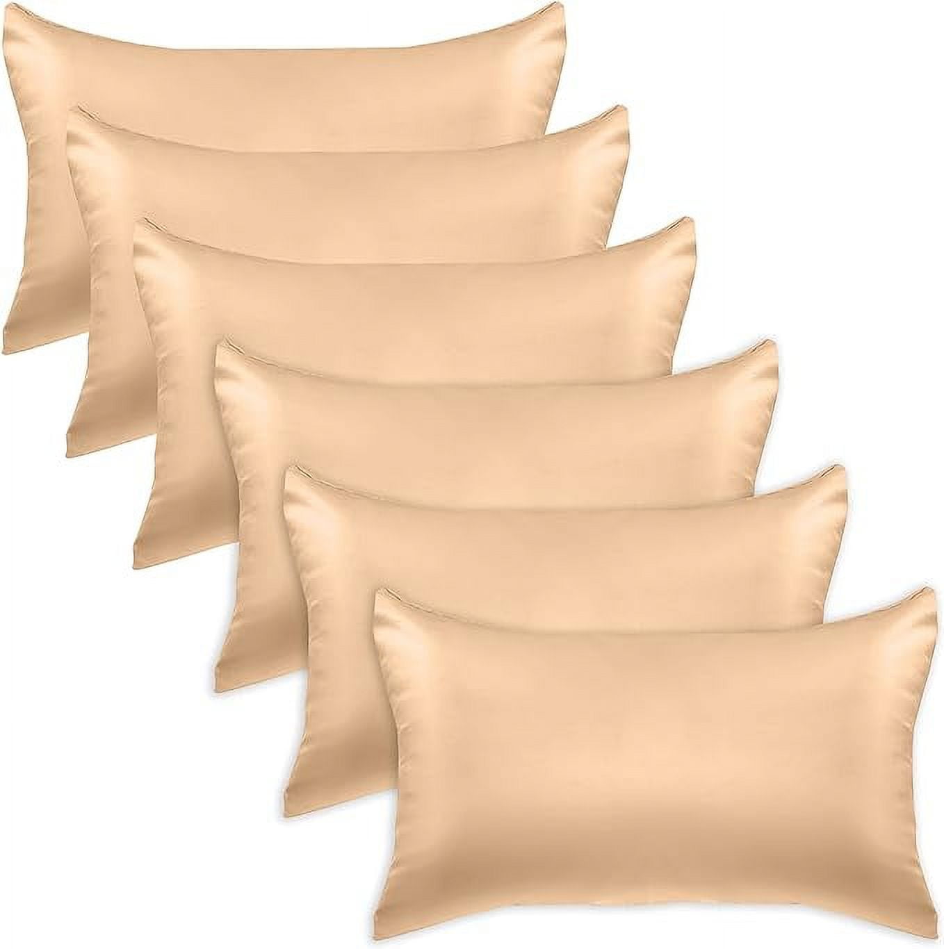 6 Pieces Pillowcase Set with Hidden Zipper closure, Standard/Queen, Champagne