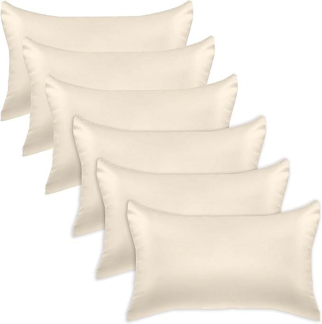 6 Pieces Pillowcase Set with Hidden Zipper closure, Standard/Queen, Cream