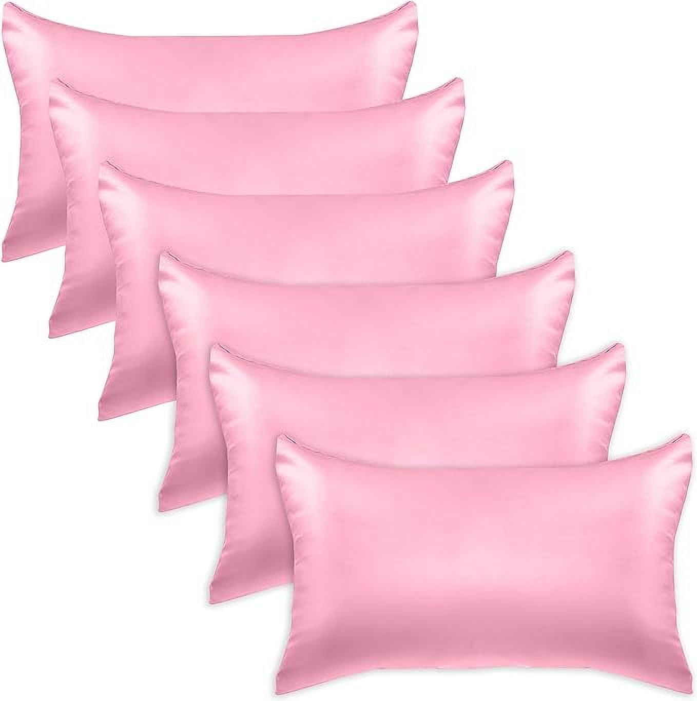 6 Pieces Pillowcase Set with Hidden Zipper closure, Standard/Queen, Light Pink