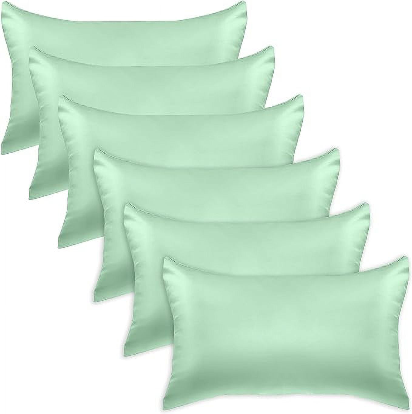 6 Pieces Pillowcase Set with Hidden Zipper closure, Standard/Queen, Mint Green