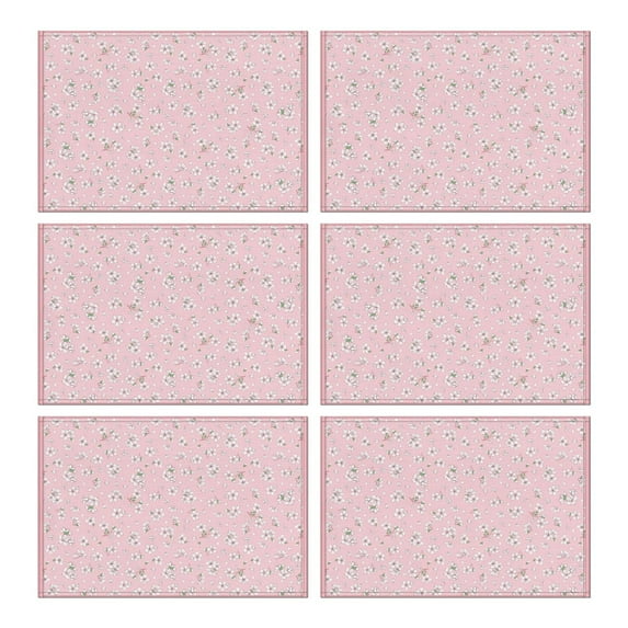6 Pieces Place Mat Linen Durable Table Mats Pink Blossom Cherry Flower Dinner Mats for Outdoor Tables Desk Kitchen