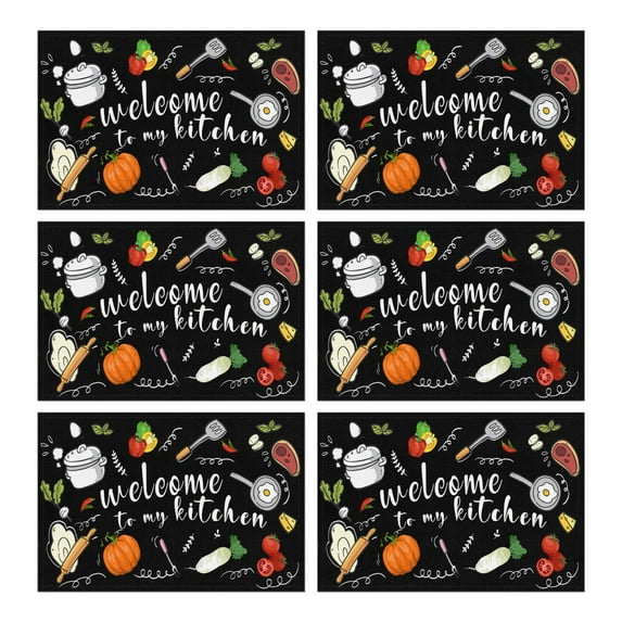 6 Pieces Place Mat Linen Durable Table Placemats Coffee Beans Latte Chocolate Placemats for Dining Table Kitchen