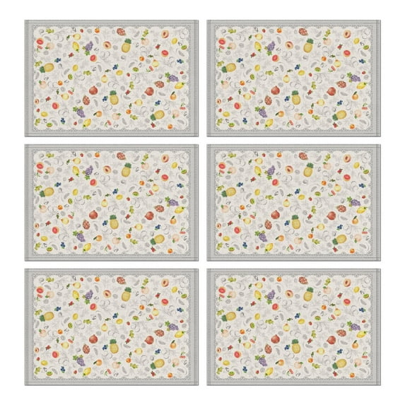 6 Pieces Place Mat Linen Durable Table Placemats Summer Fruits Place Mats for Outdoor Tables Desk Kitchen