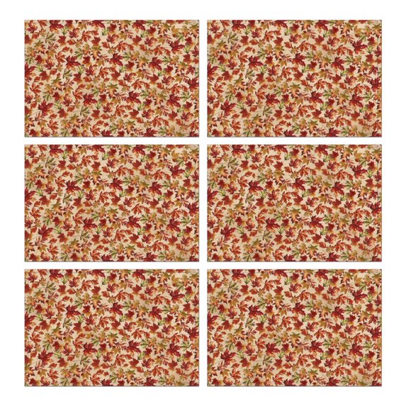 6 Pieces Place Mat Linen Non Slip Table Place Mats Maple Leaf Welcome Fall Autumn Place Mats for Dining Table Kitchen