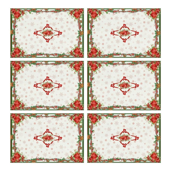 6 Pieces Place Mat Linen Non Slip Table Placemats Funny Christmas Rustic Farmhouse Placemats for Party Kitchen Dining Decoration
