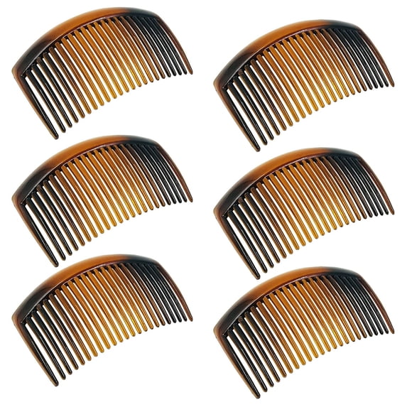 6 Pieces Plastic Side Hair Twist Comb French Twist Comb Hair Clips with Teeth, DaKuan Curved Tortoise Shell Decorative Hair Combs (23 Teeth)(Brown)