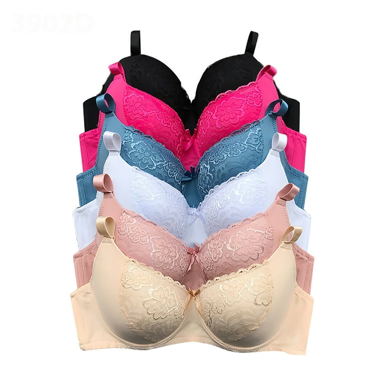 6 Pieces Plus Size Wired Full Cup Plain Gentle Push Up Bra D/DD 36DD  (3902-61R5-63R1)
