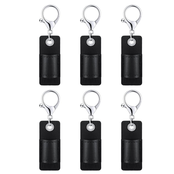 6 Pieces Portable Leather Pen Holder PU Badge Pencil Pocket Protector Pouch Organizer ,Black