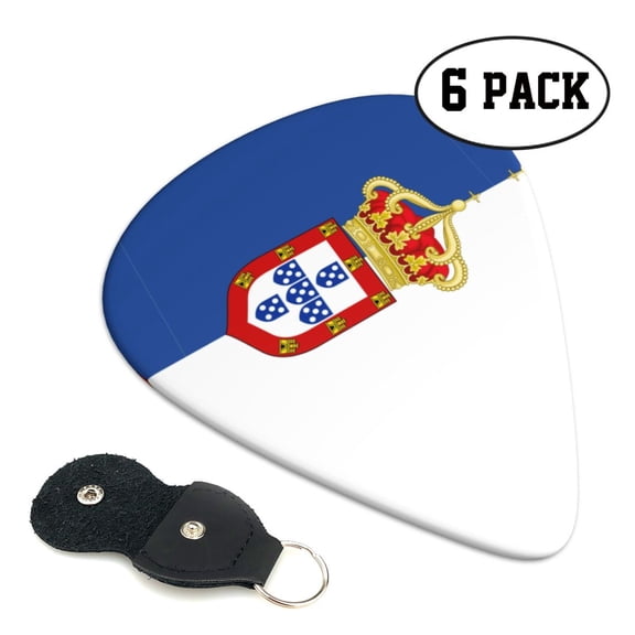 6 Pieces Portugal Alternative Flag Guitar Picks for Guitar Bass Music Instruments with 1 Pick Leather Pick Holder