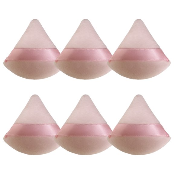 6 Pieces Powder Puff Face Makeup Soft Triangle Powder Puffs - for Loose Powder Mineral Powder Body Powder Foundation Sponge Makeup Tool - light pink