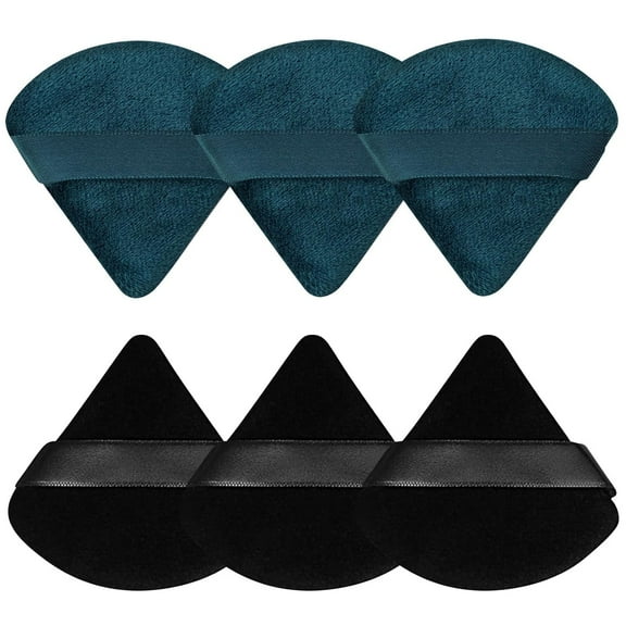 6 Pcs Powder Puff Face Soft Triangle Makeup Puff Velour Makeup Sponge Beauty Blender for Loose Powder (Black)