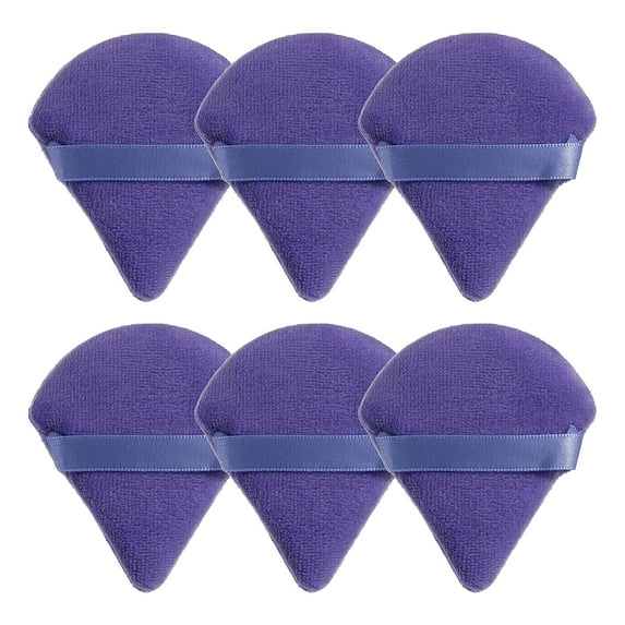 6 Pieces Powder Puff for Face Powder, Triangle Makeup Puff, Cotton Velour Triangle Face Puffs for Setting, Contouring, Under Eyes, and Corners, 2.76-inch Normal Size, with Strap, Beauty Tool