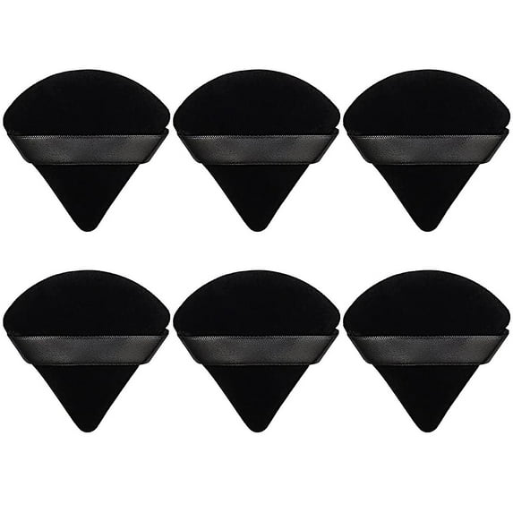 6 Pieces Powder Puff Face Soft Triangle Makeup Puff for Loose Powder Body Powder, Wedge Shape Velour Cosmetic Sponge for Contouring, Under Eyes and Corners, Beauty Makeup Tools