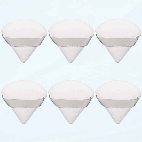6 Pieces Powder Puff Face Soft Triangle Makeup Puff for Loose Powder Body Powder, Wedge Shape Velour Cosmetic Sponge for Contouring, Under Eyes and Corners, Beauty Makeup Tools