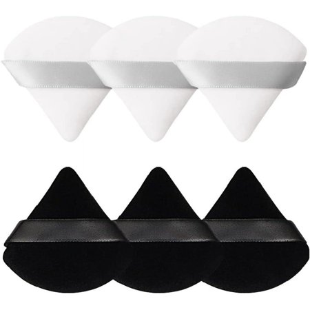 6 Pieces Powder Puff Face Soft Triangle Makeup Puff for Loose Powder Body Powder, Wedge Shape Velour Cosmetic Sponge for Contouring, Under Eyes and Corners, Beauty Makeup Tools