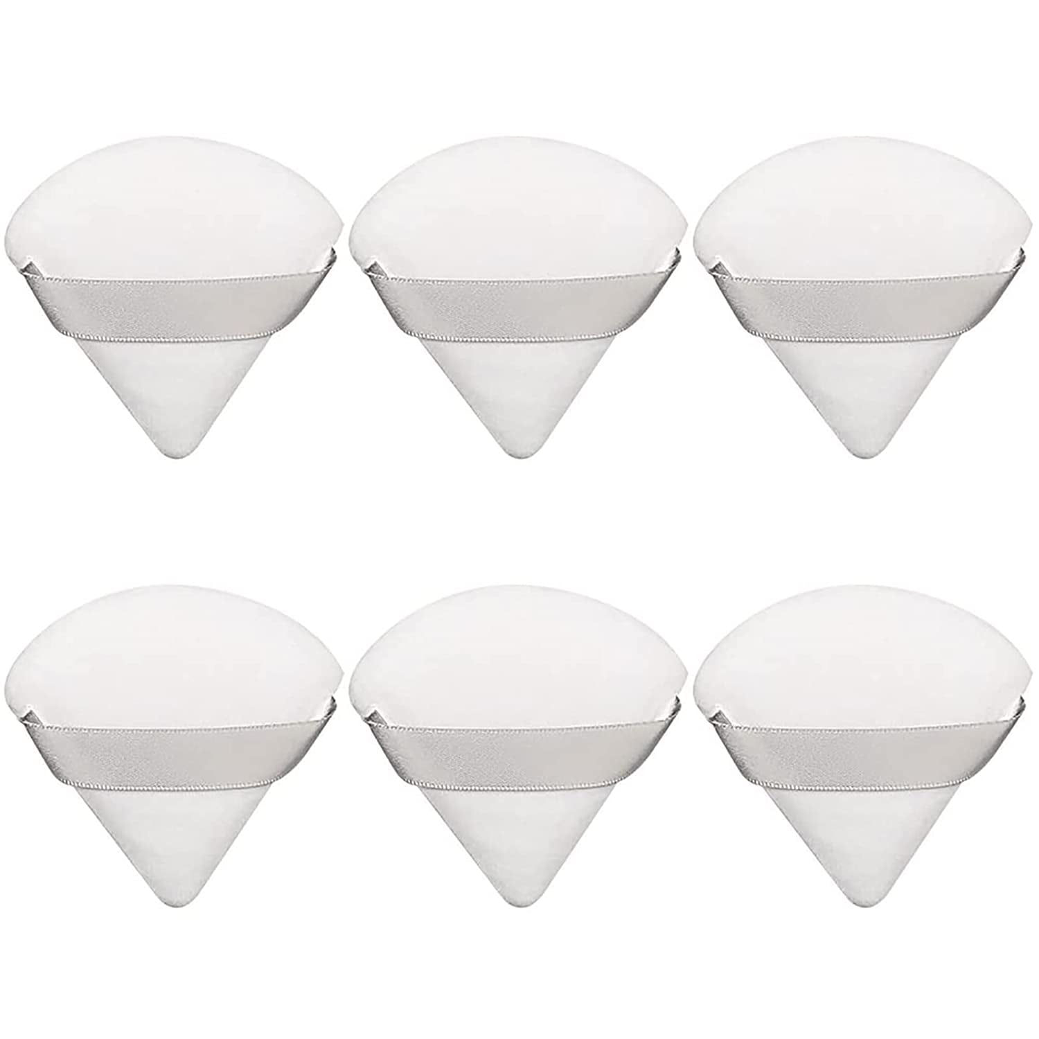 6 Pieces Powder Puff Face Soft Triangle Makeup Puff for Loose Powder Body Powder, Wedge Shape Velour Cosmetic Sponge for Contouring, Under Eyes and Corners, Beauty Makeup Tools