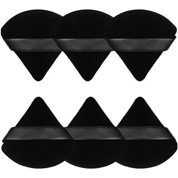 6 Pieces Powder Puff Face Soft Triangle Velour Makeup Sponge for Loose Powder Body Powder Velour Cosmetic Foundation Blender Sponge Beauty Makeup Tools (Black)