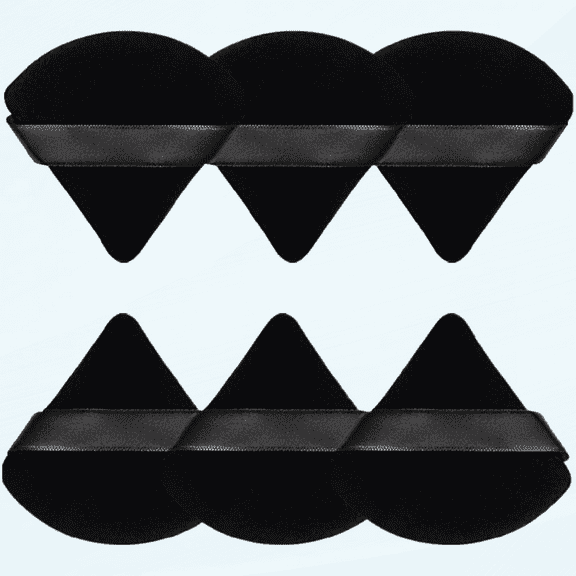 6 Pieces Powder Puff Face Soft Triangle Velour Makeup Sponge for Loose Powder Body Powder Velour Cosmetic Foundation Blender Sponge Beauty Makeup Tools (Black)
