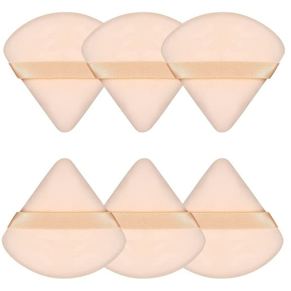 6 Pieces Powder Puff Face Soft Triangle for Loose and Body Powder, Velour Makeup and Foundation Blending Sponges Set Beauty Blender Tools(Black)