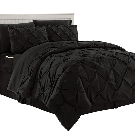 6 Pieces Prestige Soft and Comfortable Collection Comforter Set, Twin/Twin XL, Black