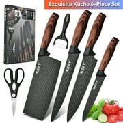 6 Pieces Professional Kitchen Knives Set With Giftbox, High Carbon Stainless Steel Forged Kitchen Knife Set, Sharp Chef Knife Set For Chef Cooking Paring Cutting Slicing
