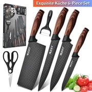 MDHAND 6 Pieces Professional Kitchen Knives Set with Giftbox, High Carbon Stainless Steel Forged Kitchen Knife Set, Sharp Chef Knife Set for Chef Cooking Paring Cutting Slicing