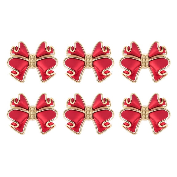 6 Pieces Red Bowknot Rings, Butterfly Knot Ring Holders Handmade Metal Buckles Elegant Table Decor