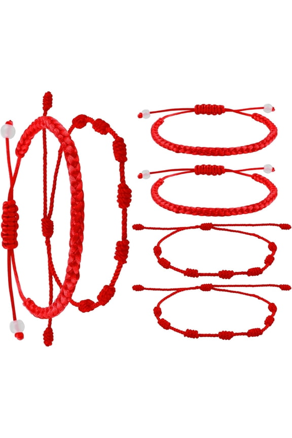 6 Pieces Red String Bracelets Red Cord Bracelet Adjustable Kabbalah Red Knot String Bracelet Amulet For Amulet Bracelets Handmade Friendship Protection Bracelets