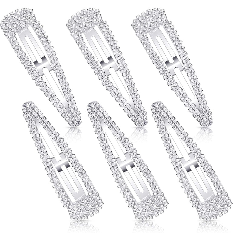 6 Pieces Rhinestone Hair Clips 3 Inch Snap Hair Barrettes  display picture 1