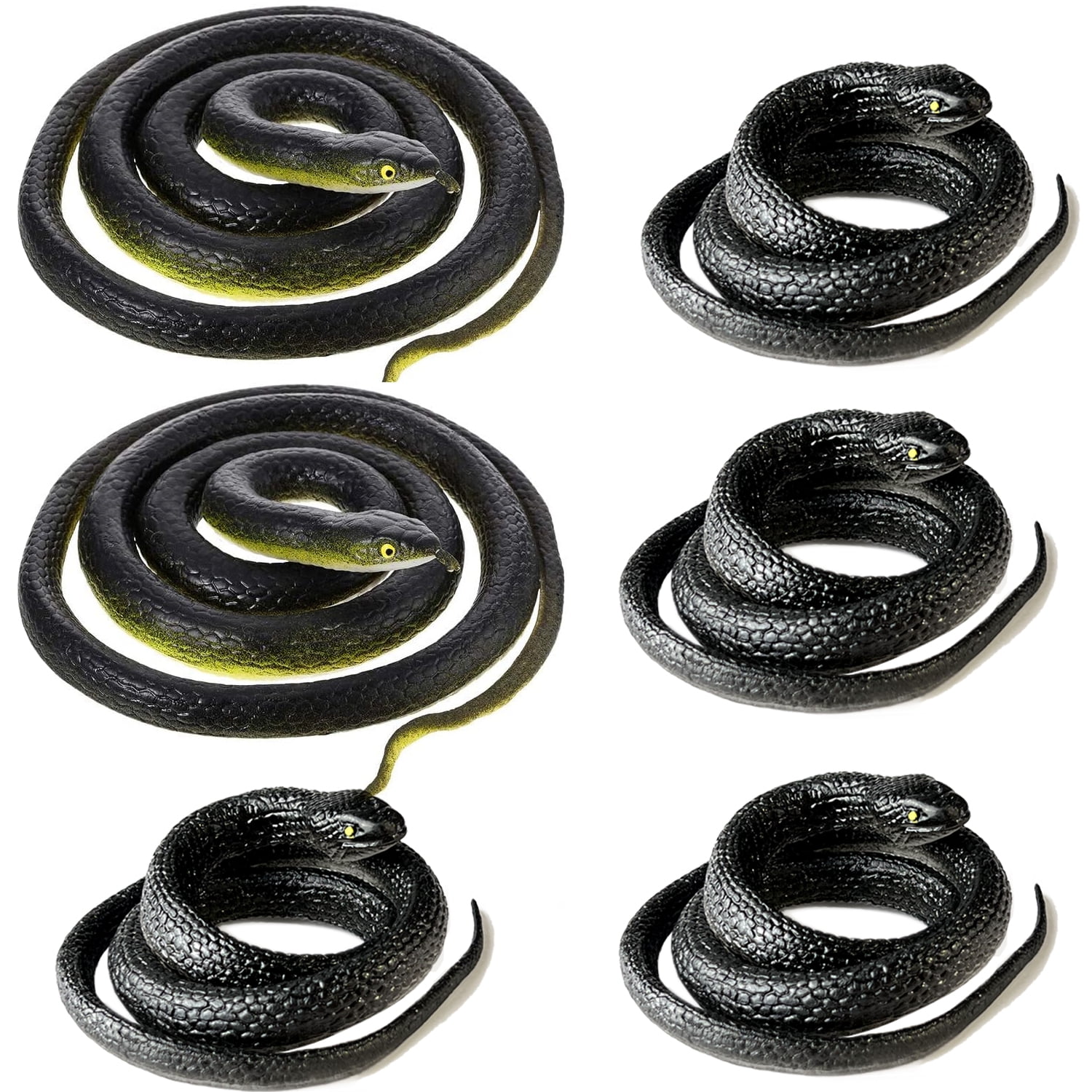 6 Pieces Rubber Snakes Realistic Fake Snakes Black Snake Toys for ...