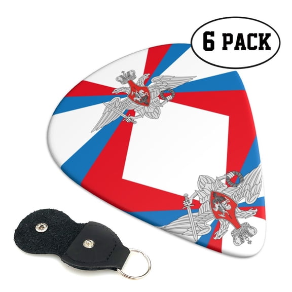 6 Pieces Russian Federation Ministry Defence Flag Guitar Picks for Guitar Bass Music Instruments with 1 Pick Leather Pick Holder
