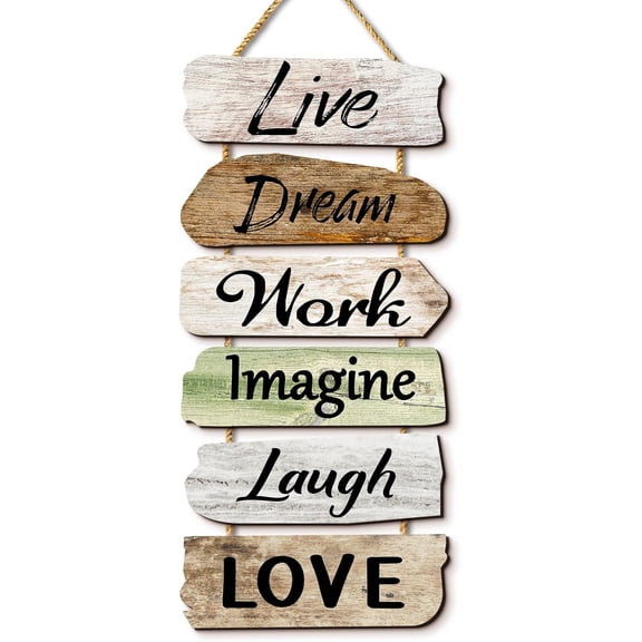 6 Pieces Rustic Wall Hanging Plaque Sign Inspirational Wall Art Farmhouse Wooden Wall Signs Positive Wall Plaque with Quotes Motivational Quote Decor for Office Bedroom Living Room
