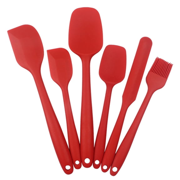 6 Pieces Silicone Spatula Set 2 in 1 Egg Flipper Spatula Tongs，Bakeware Set of 6 Kitchen Non-Stick Ergonomic Cooking Baking Rubber Spatula，Strong Handle High Heat Resistant Spatula Food Grade