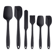6-Piece Silicone Spatula Set, Food-Grade Heat-Resistant Kitchen Cooking Utensils for Cooking and Baking, BPA-Free Dishwasher Safe Tools for Nonstick Cookware, Black