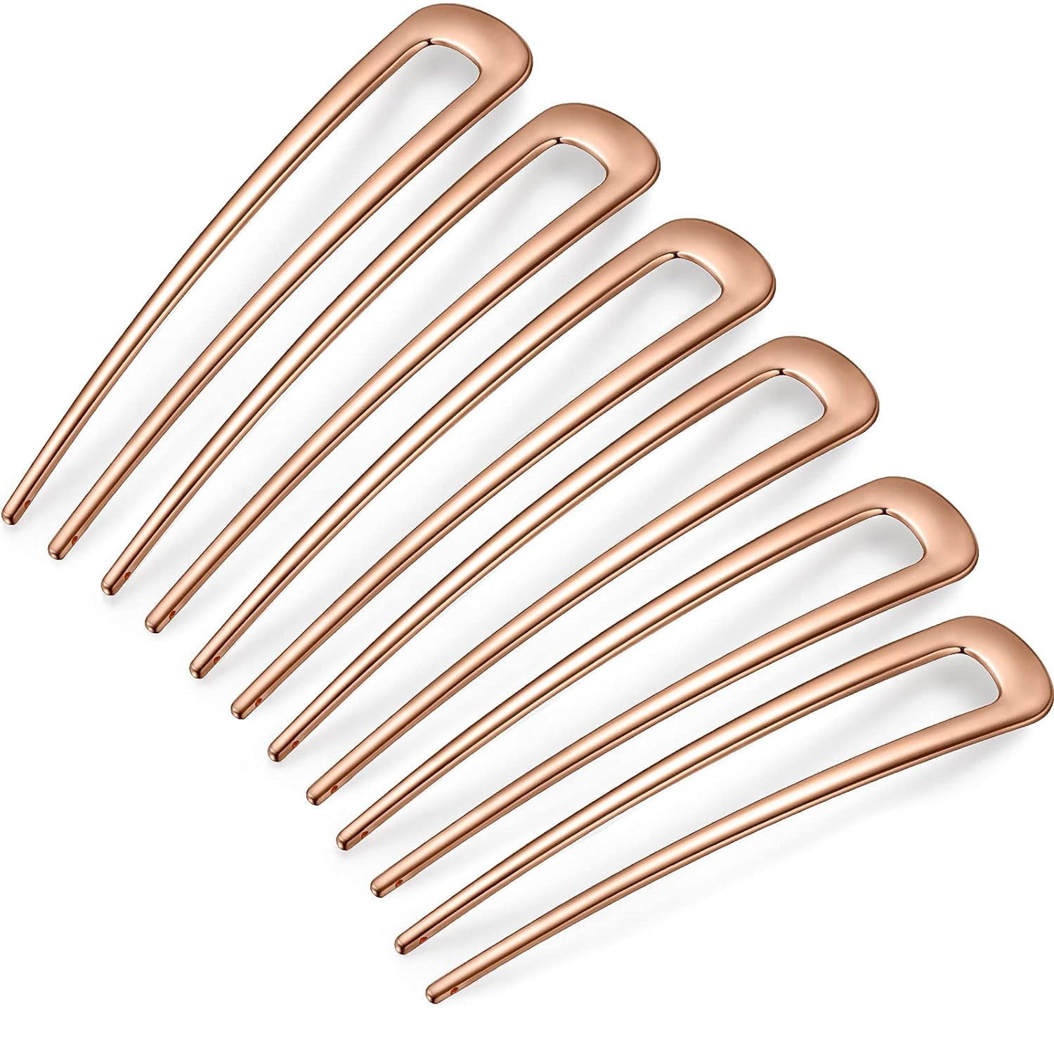 6 Pieces Simple Metal U Shaped Hairpins Hair Stick Fork Sticks French Hair Pin 2 Prong Updo