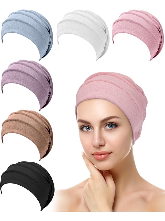 6 Pieces Slouchy Beanies Hats for Women Winter Chemo Headwear Caps Warm Polyester Cancer Turban Hats Stretchy Sleeping