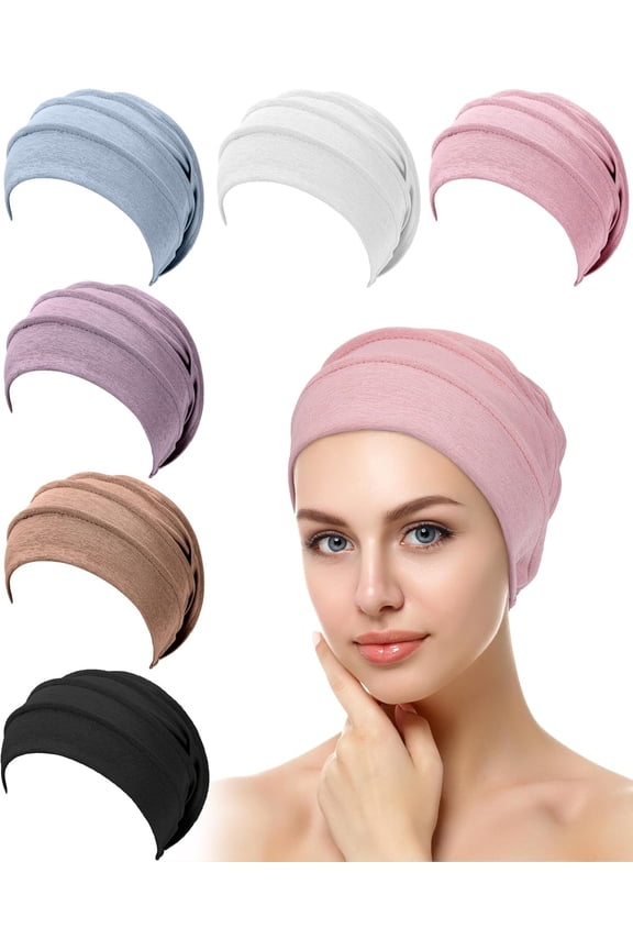 6 Pieces Slouchy Beanies Hats for Women Winter Chemo Headwear Caps Warm Polyester Cancer Turban Hats Stretchy Sleeping