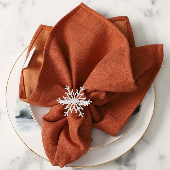 6 Pieces Snowflake Napkin Rings Christmas Snowflake Napkin Holder Rings for Christmas Holiday Table Decoration (Silver)